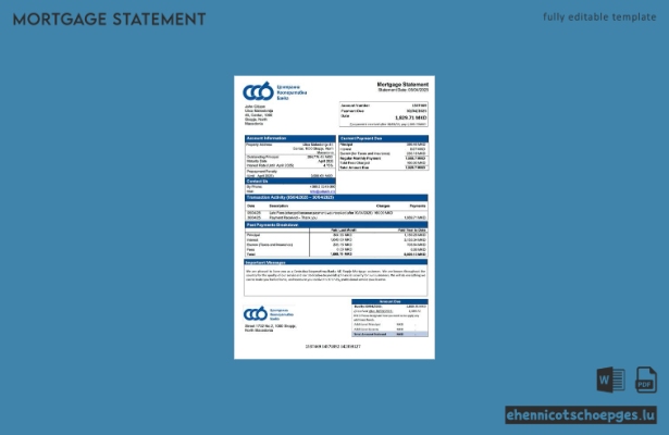 Nordmazedonien Centralna Kooperativna Banka AD Skopje Hypothekenauszug Word- und PDF-Beispielvorschau